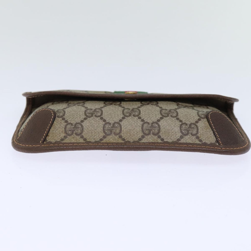 GUCCI GG Supreme Web Sherry Line Pouch PVC Beige Red 014 89 5205 72829