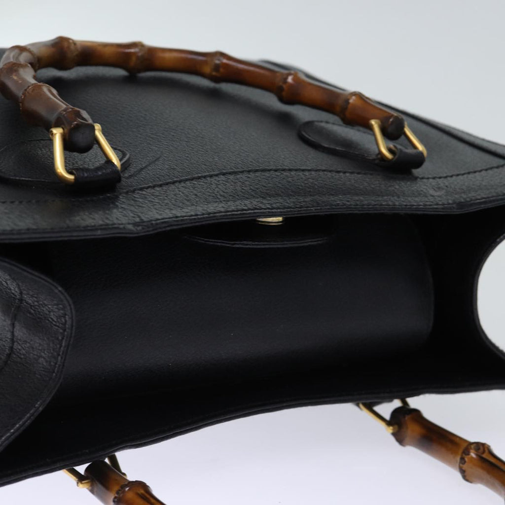 GUCCI Bamboo Hand Bag Leather Black 002 1186 0260 72838