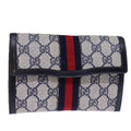 GUCCI GG Supreme Sherry Line Pouch PVC Leather Navy Red 72871