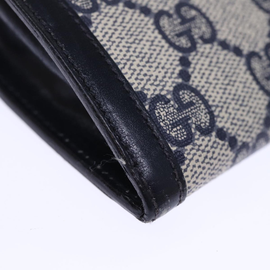 GUCCI GG Supreme Sherry Line Pouch PVC Leather Navy Red 72871