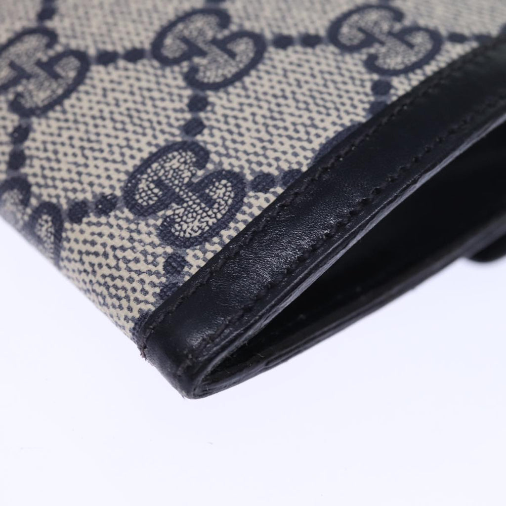 GUCCI GG Supreme Sherry Line Pouch PVC Leather Navy Red 72871