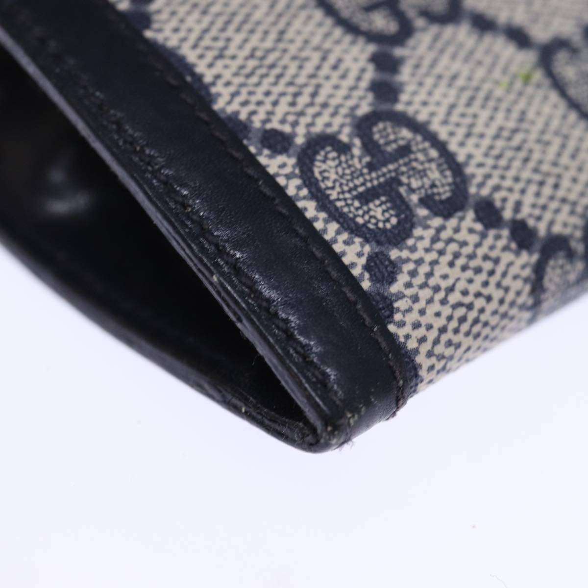 GUCCI GG Supreme Sherry Line Pouch PVC Leather Navy Red 72871