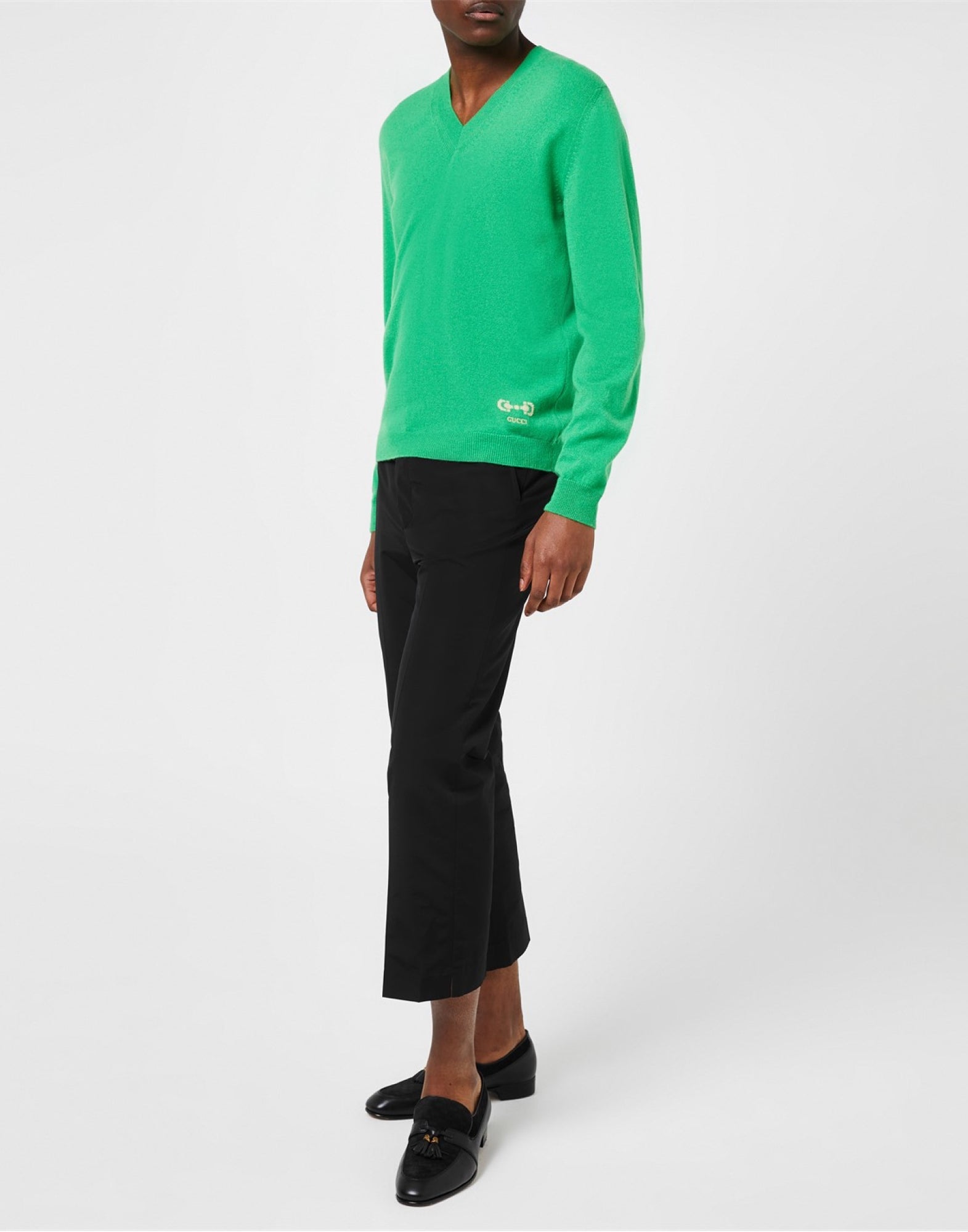 GUCCI V-Neck Horsebit Logo Cashmere Sweater - Men
