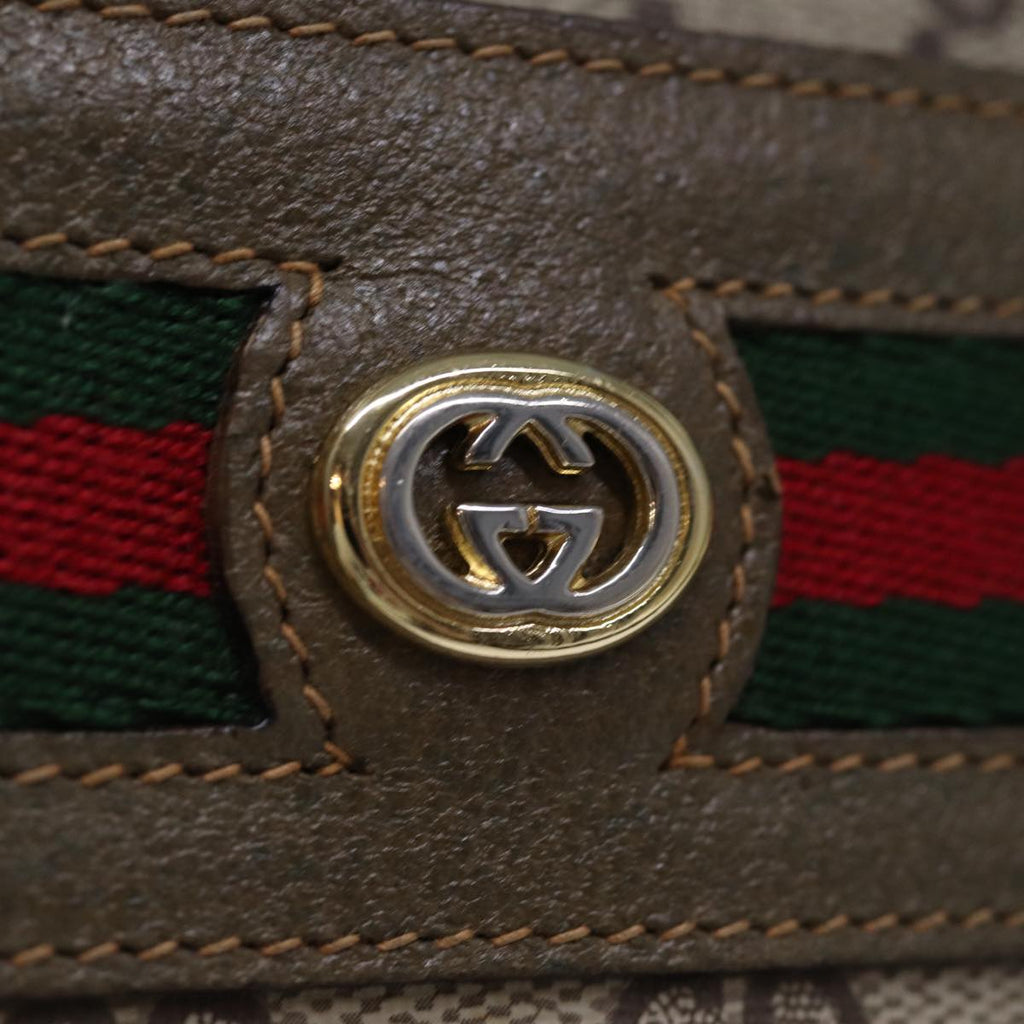 GUCCI GG Canvas Web Sherry Line Shoulder Bag PVC Beige Green Red 72965