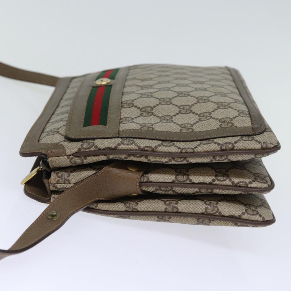 GUCCI GG Canvas Web Sherry Line Shoulder Bag PVC Beige Green Red 72965