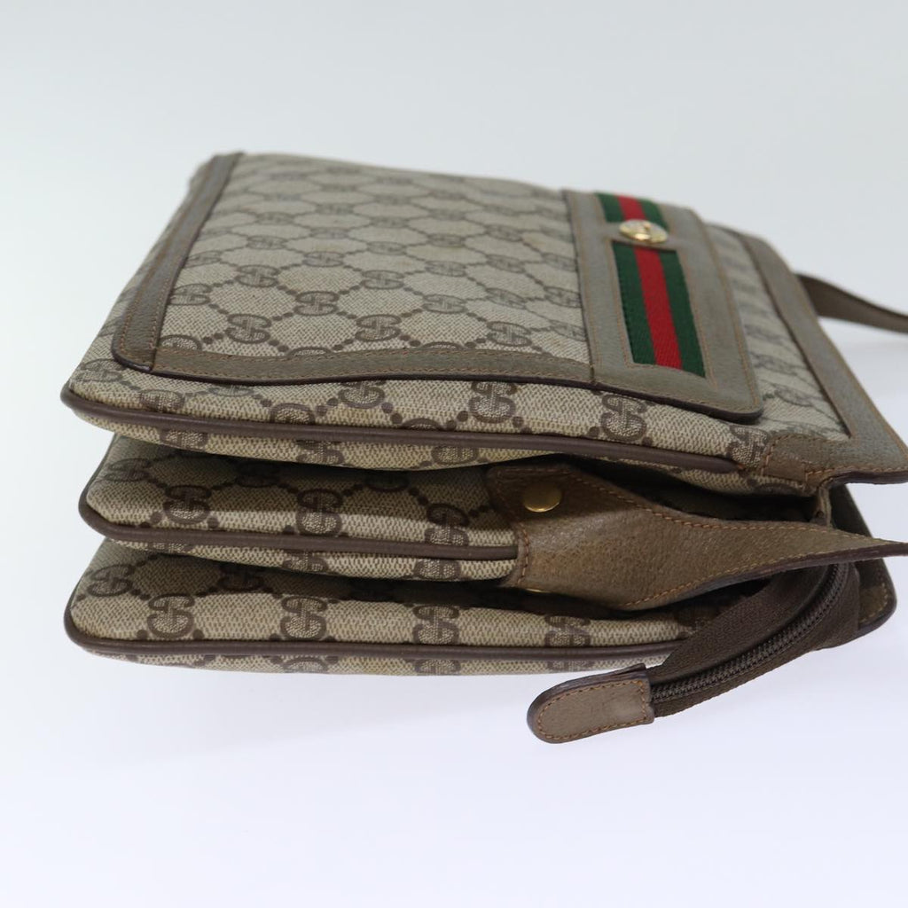 GUCCI GG Canvas Web Sherry Line Shoulder Bag PVC Beige Green Red 72965