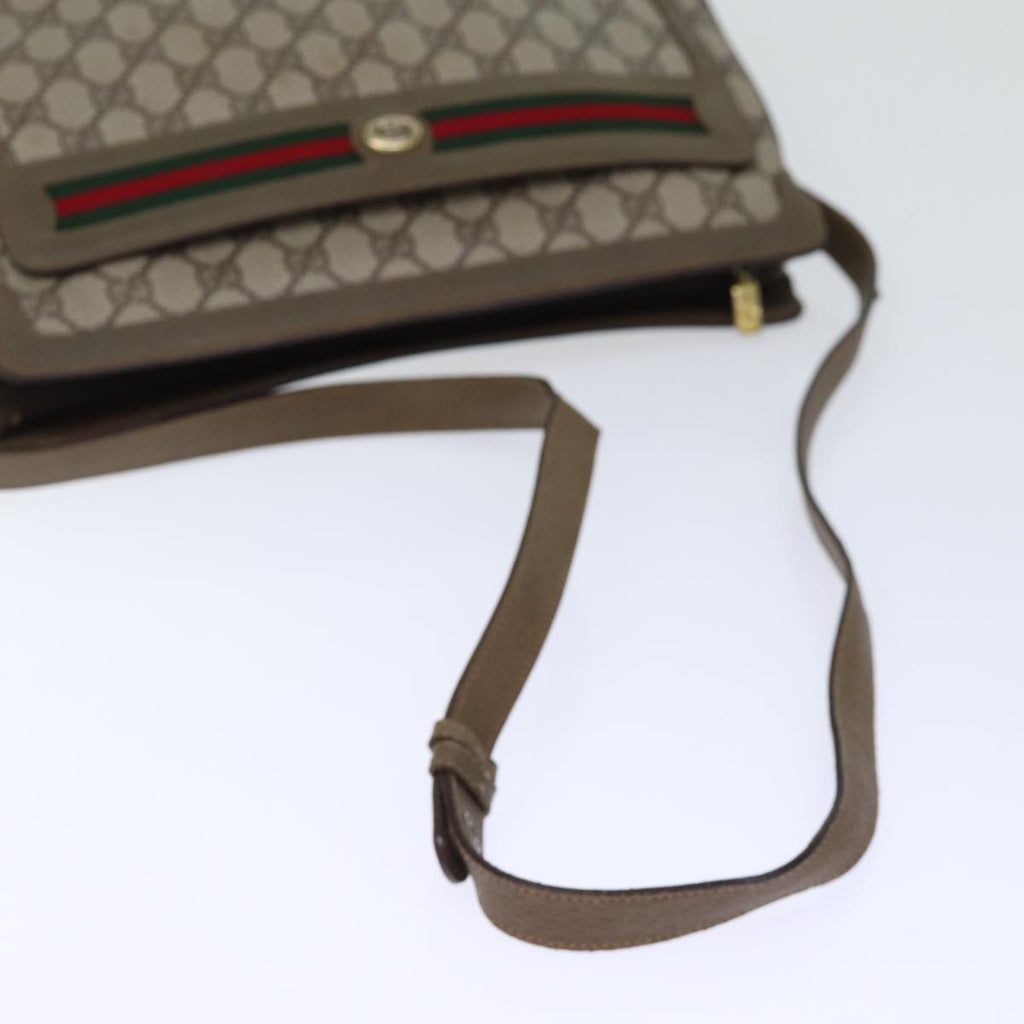 GUCCI GG Canvas Web Sherry Line Shoulder Bag PVC Beige Green Red 72965