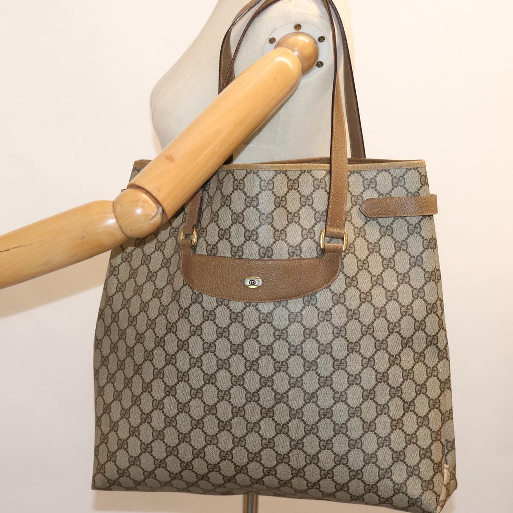 GUCCI GG Canvas Tote Bag PVC Beige 72966