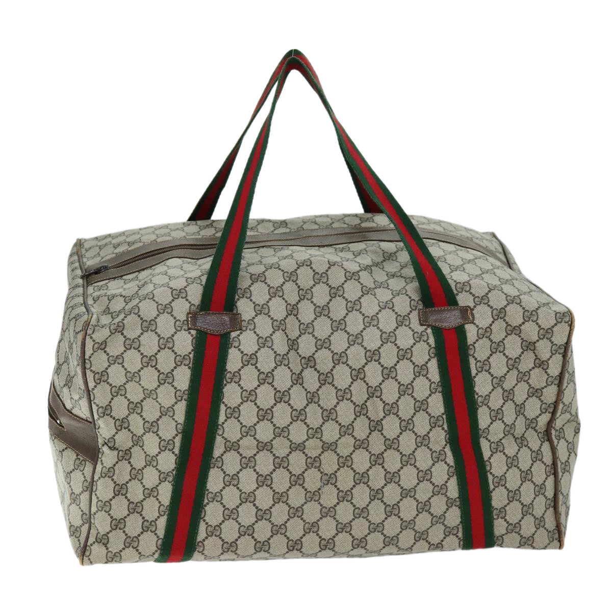 GUCCI GG Canvas Web Sherry Line Boston Bag PVC Beige Green Red 72967