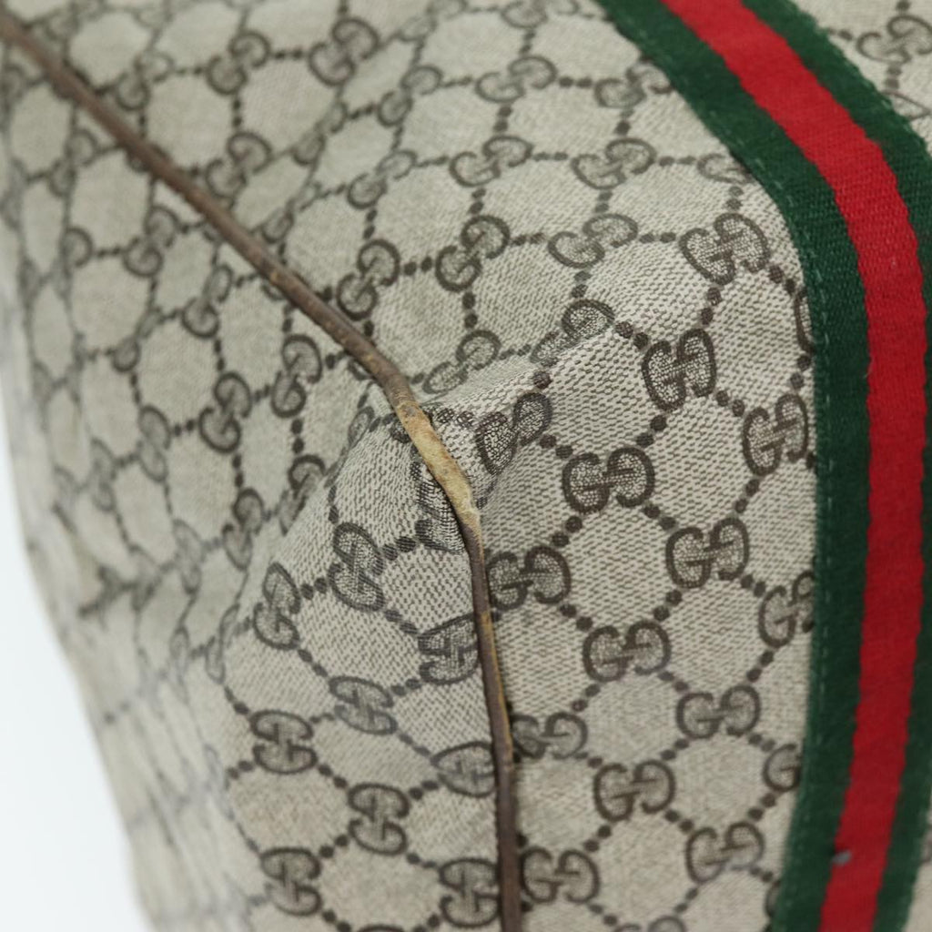 GUCCI GG Canvas Web Sherry Line Boston Bag PVC Beige Green Red 72967