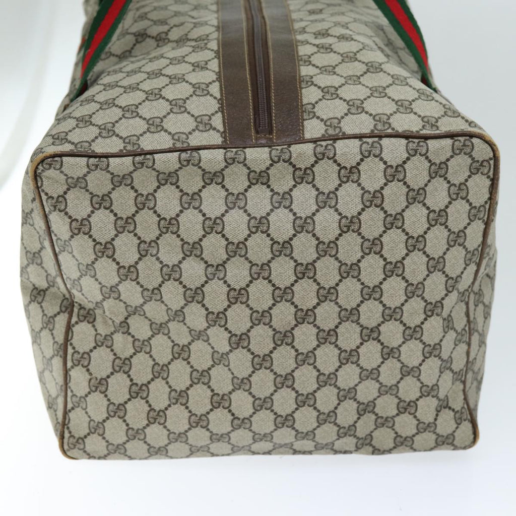 GUCCI GG Canvas Web Sherry Line Boston Bag PVC Beige Green Red 72967