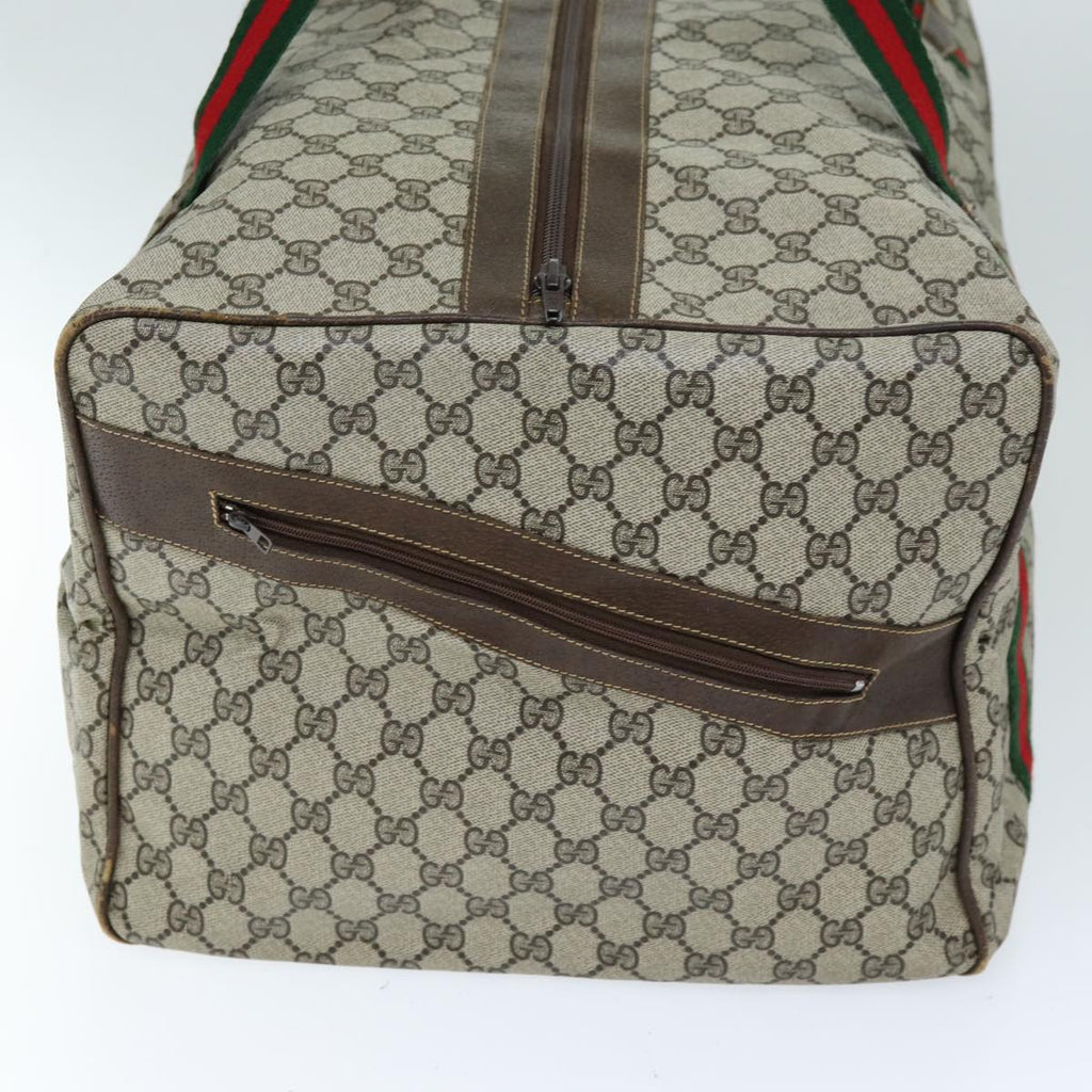 GUCCI GG Canvas Web Sherry Line Boston Bag PVC Beige Green Red 72967