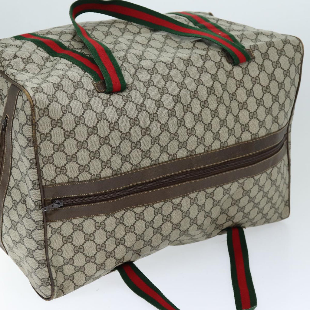GUCCI GG Canvas Web Sherry Line Boston Bag PVC Beige Green Red 72967