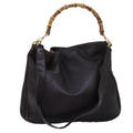 GUCCI Bamboo Shoulder Bag Leather 2way Brown 72968