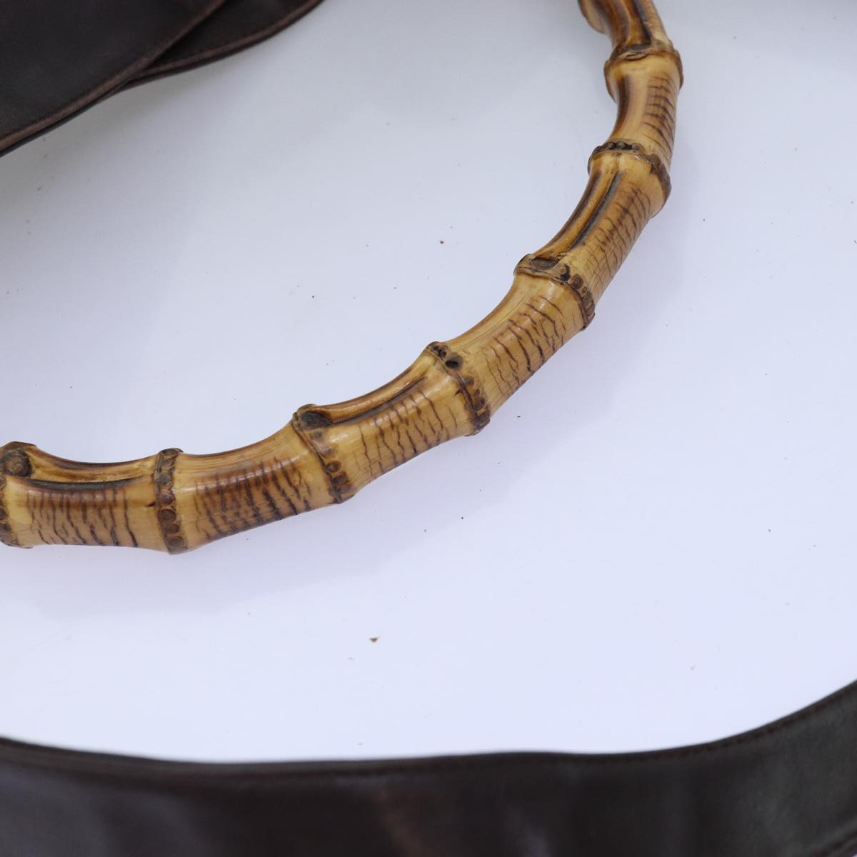 GUCCI Bamboo Shoulder Bag Leather 2way Brown 72968