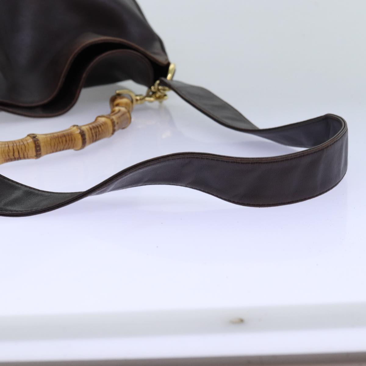 GUCCI Bamboo Shoulder Bag Leather 2way Brown 72968