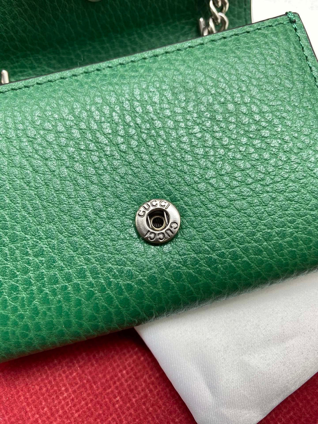 Glami Super Mini GLAMIonysus Chain Bag Emerald Green Metal-Free Tanned For Women 4in/11cm Glami