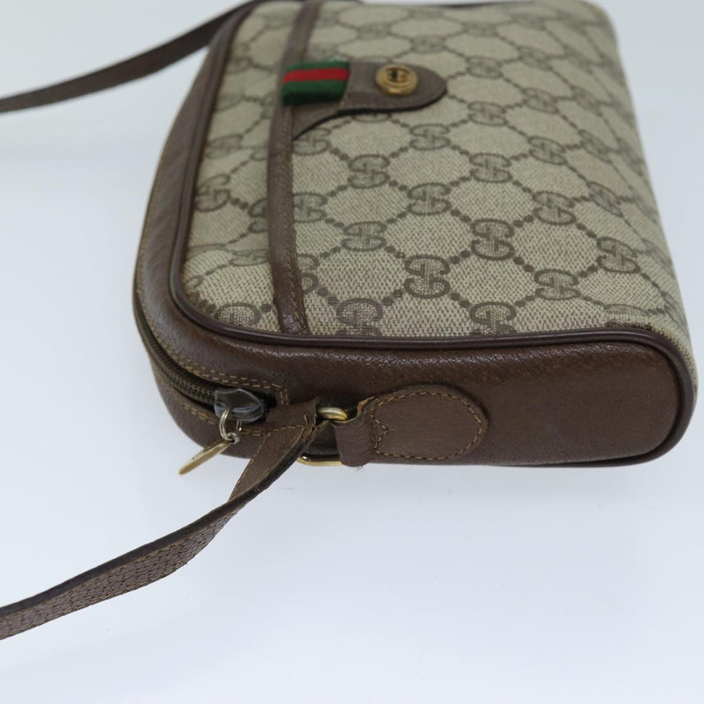 GUCCI GG Supreme Web Sherry Line Shoulder Bag Beige Green 116 02 089 73003