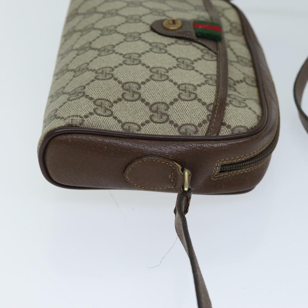 GUCCI GG Supreme Web Sherry Line Shoulder Bag Beige Green 116 02 089 73003