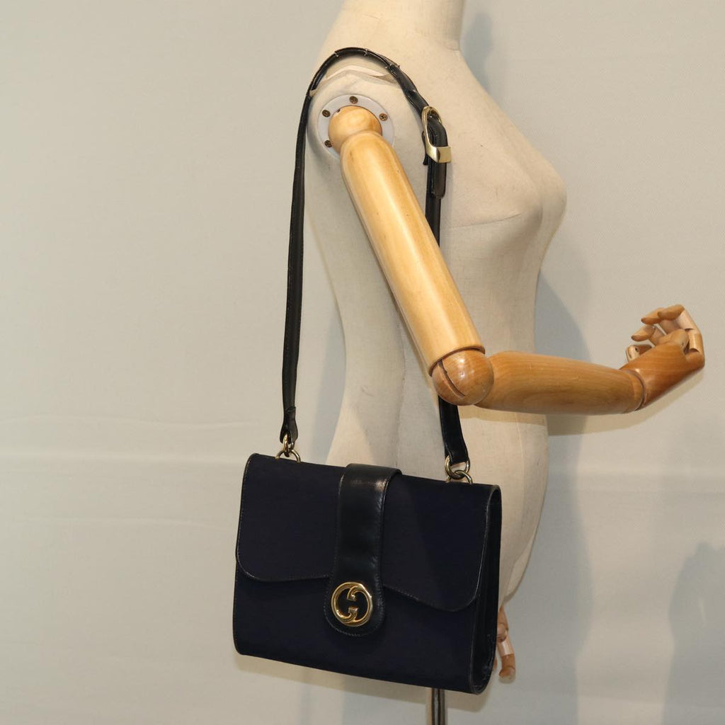 GUCCI Micro GG Canvas Shoulder Bag Navy 73031