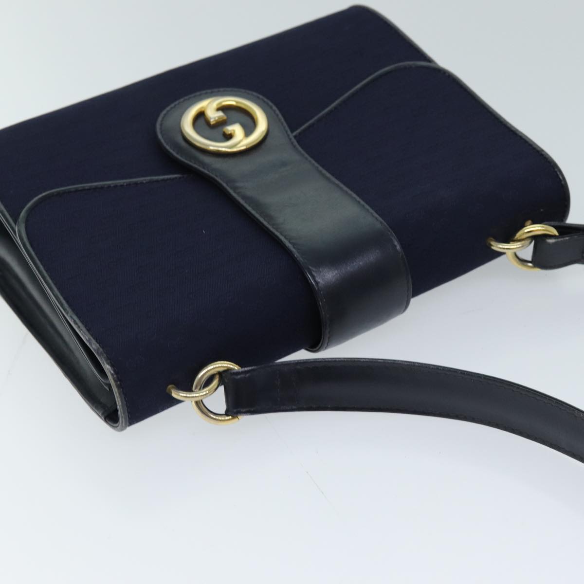GUCCI Micro GG Canvas Shoulder Bag Navy 73031