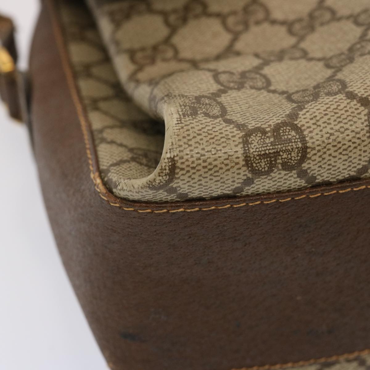 GUCCI GG Supreme Web Sherry Line Shoulder Bag PVC Beige 904 02 084 73034