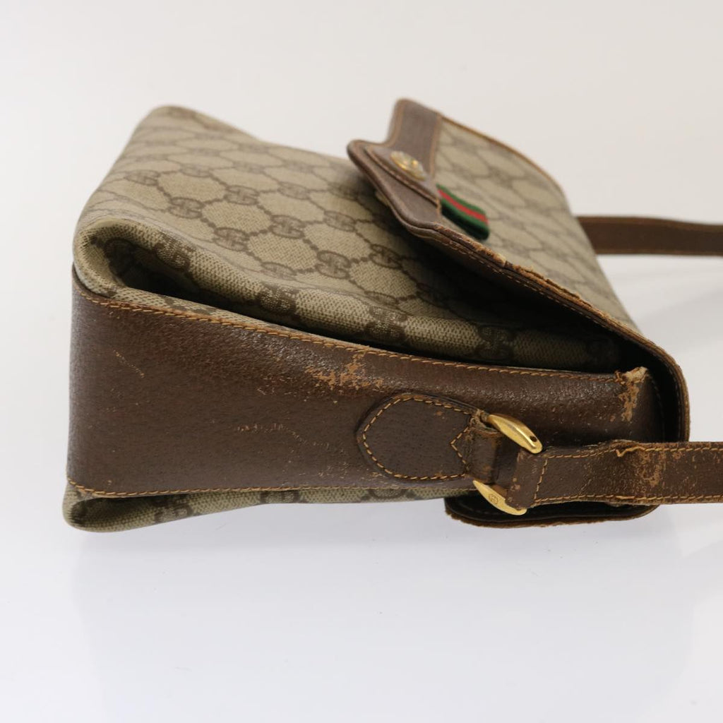 GUCCI GG Supreme Web Sherry Line Shoulder Bag PVC Beige 904 02 084 73034