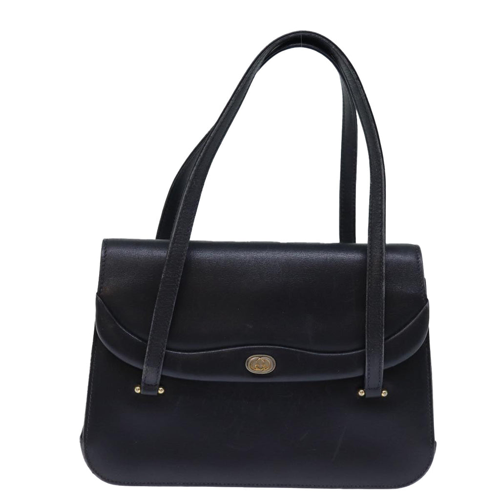 GUCCI Hand Bag Leather Black 73035