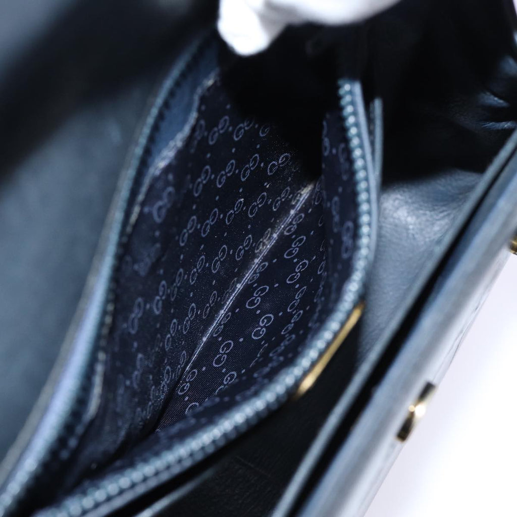GUCCI Hand Bag Leather Black 73035