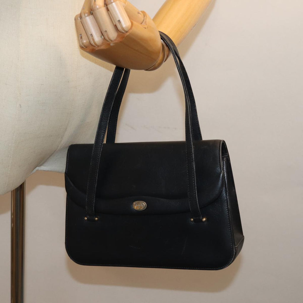 GUCCI Hand Bag Leather Black 73035