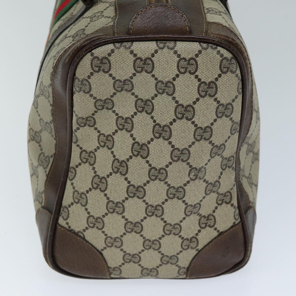 GUCCI GG Canvas Web Sherry Line Hand Bag PVC Beige Green Red 73093