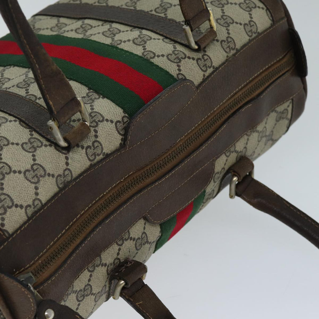 GUCCI GG Canvas Web Sherry Line Hand Bag PVC Beige Green Red 73093