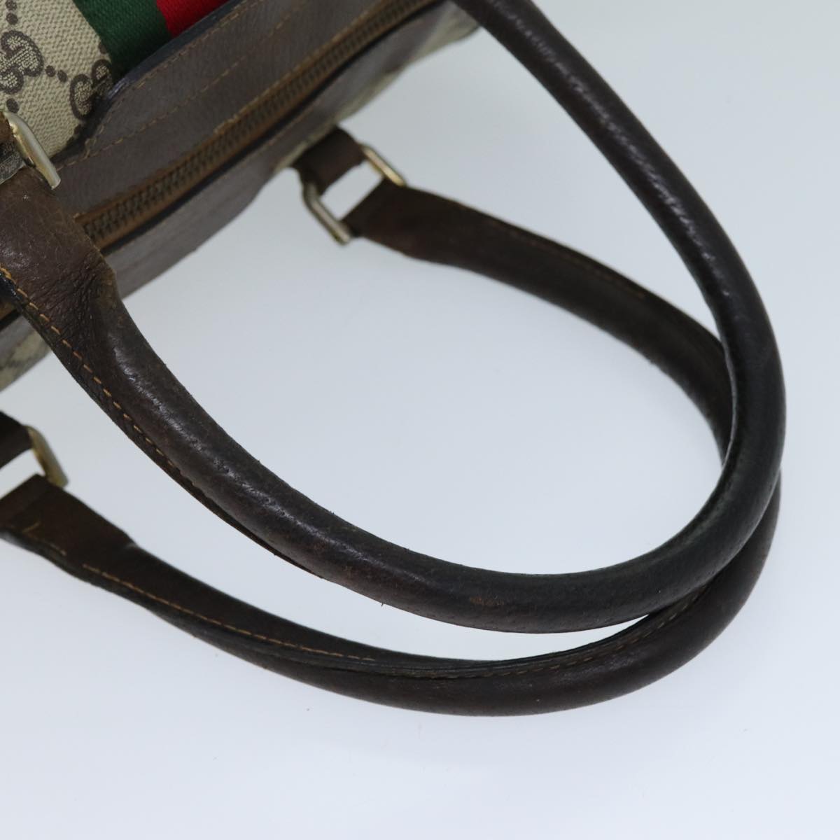 GUCCI GG Canvas Web Sherry Line Hand Bag PVC Beige Green Red 73093