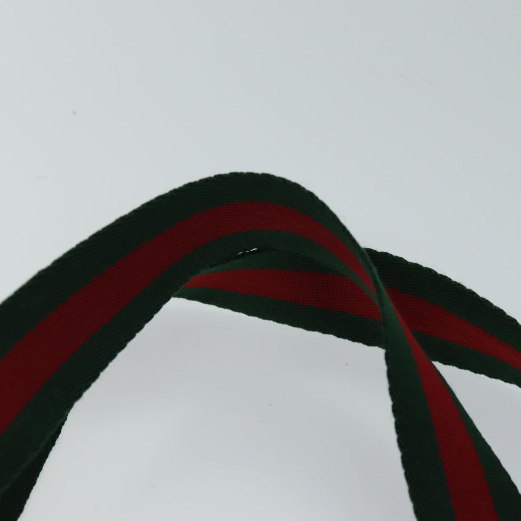 GUCCI GG Canvas Web Sherry Line Tote Bag PVC Beige Green 39 02 003 73111