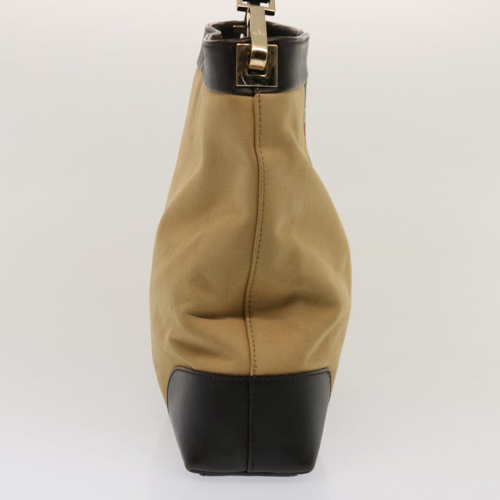 GUCCI Web Sherry Line Shoulder Bag Canvas Beige Green Red 001 4231 73115