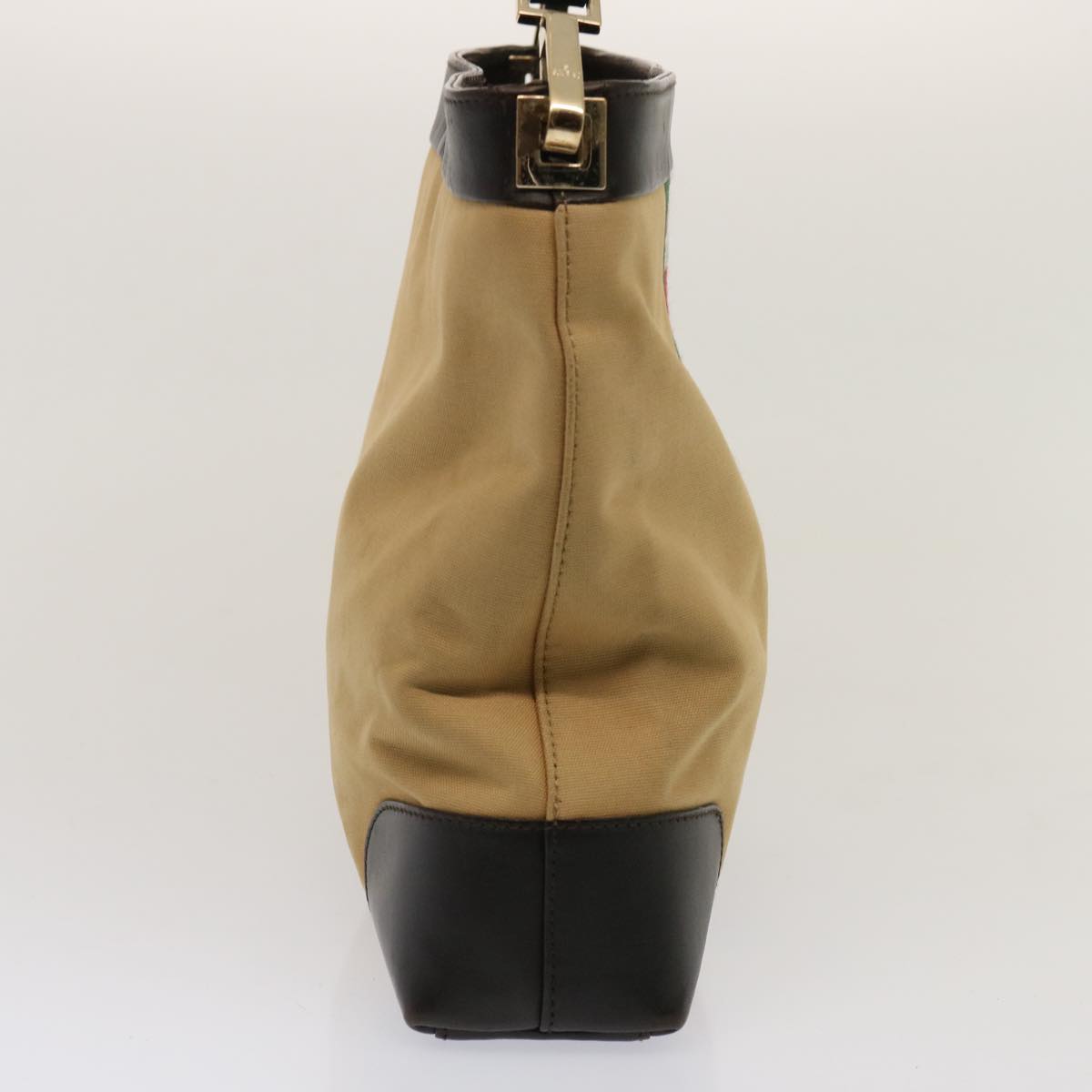 GUCCI Web Sherry Line Shoulder Bag Canvas Beige Green Red 001 4231 73115