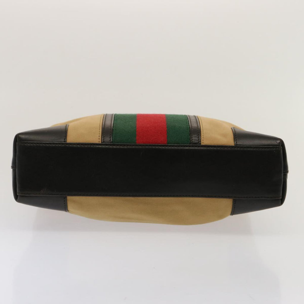 GUCCI Web Sherry Line Shoulder Bag Canvas Beige Green Red 001 4231 73115
