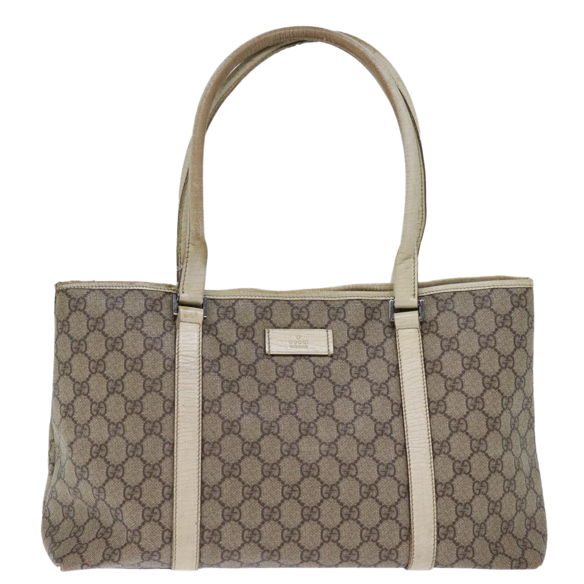 GUCCI GG Canvas Tote Bag PVC Beige 114595 73116