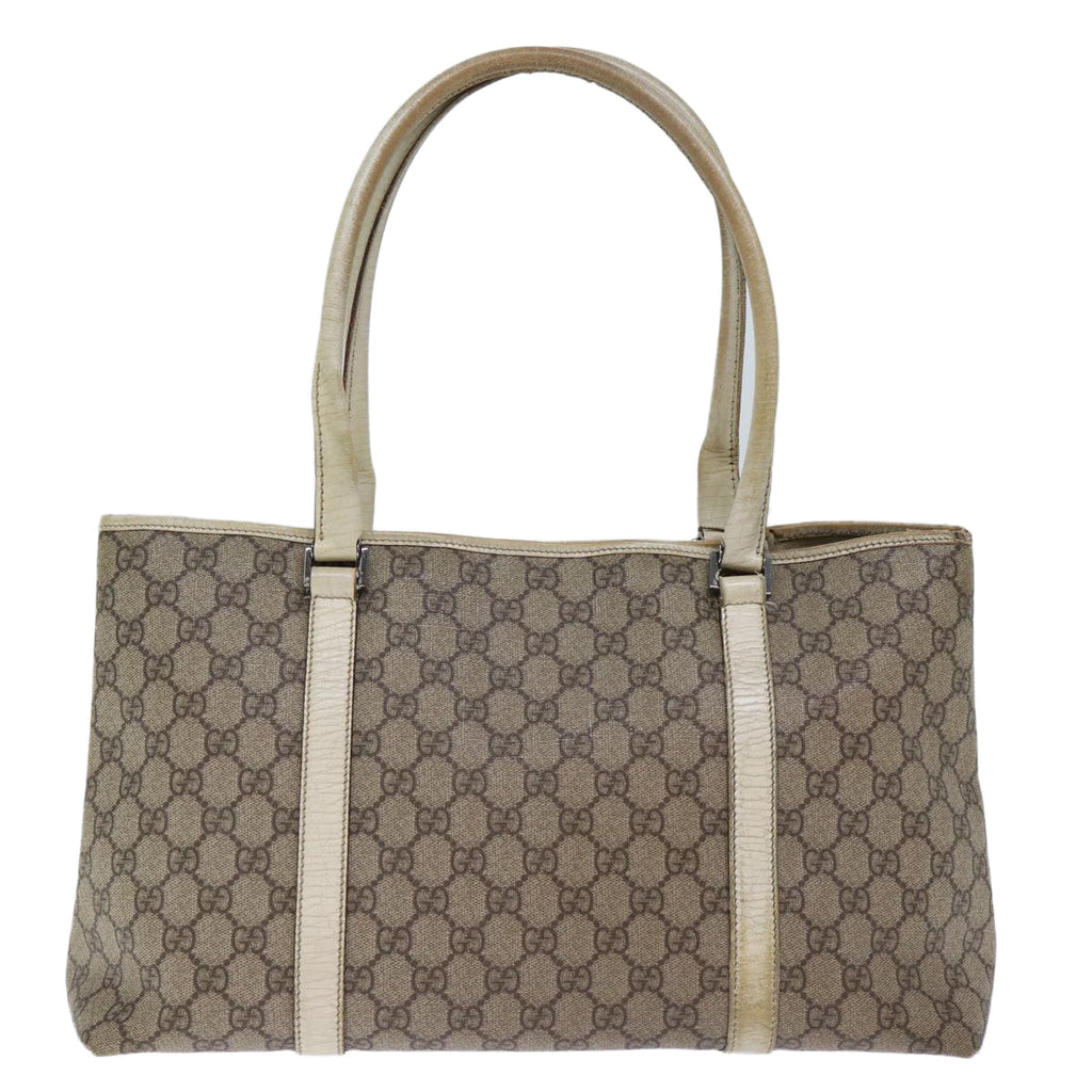 GUCCI GG Canvas Tote Bag PVC Beige 114595 73116
