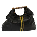 GUCCI Hand Bag Leather Black Yellow 128989 73119