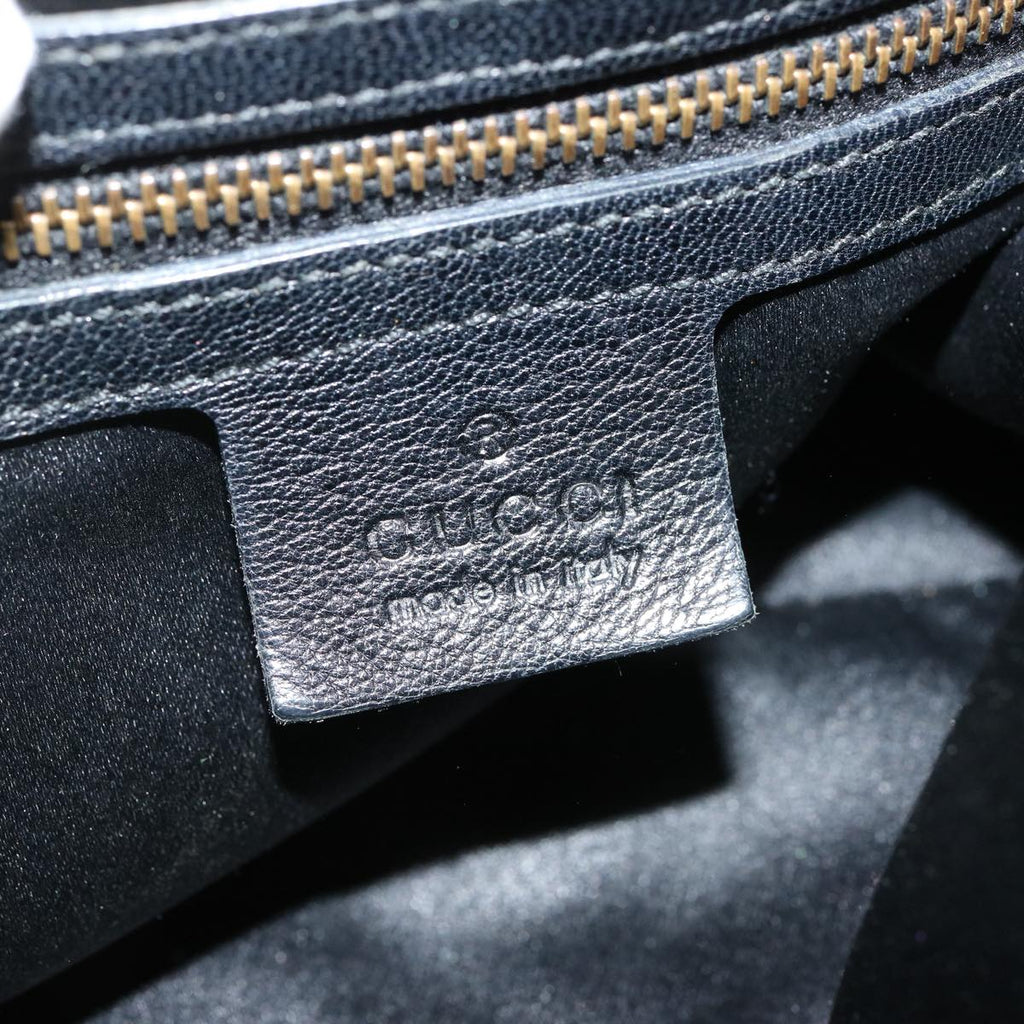 GUCCI Hand Bag Leather Black Yellow 128989 73119