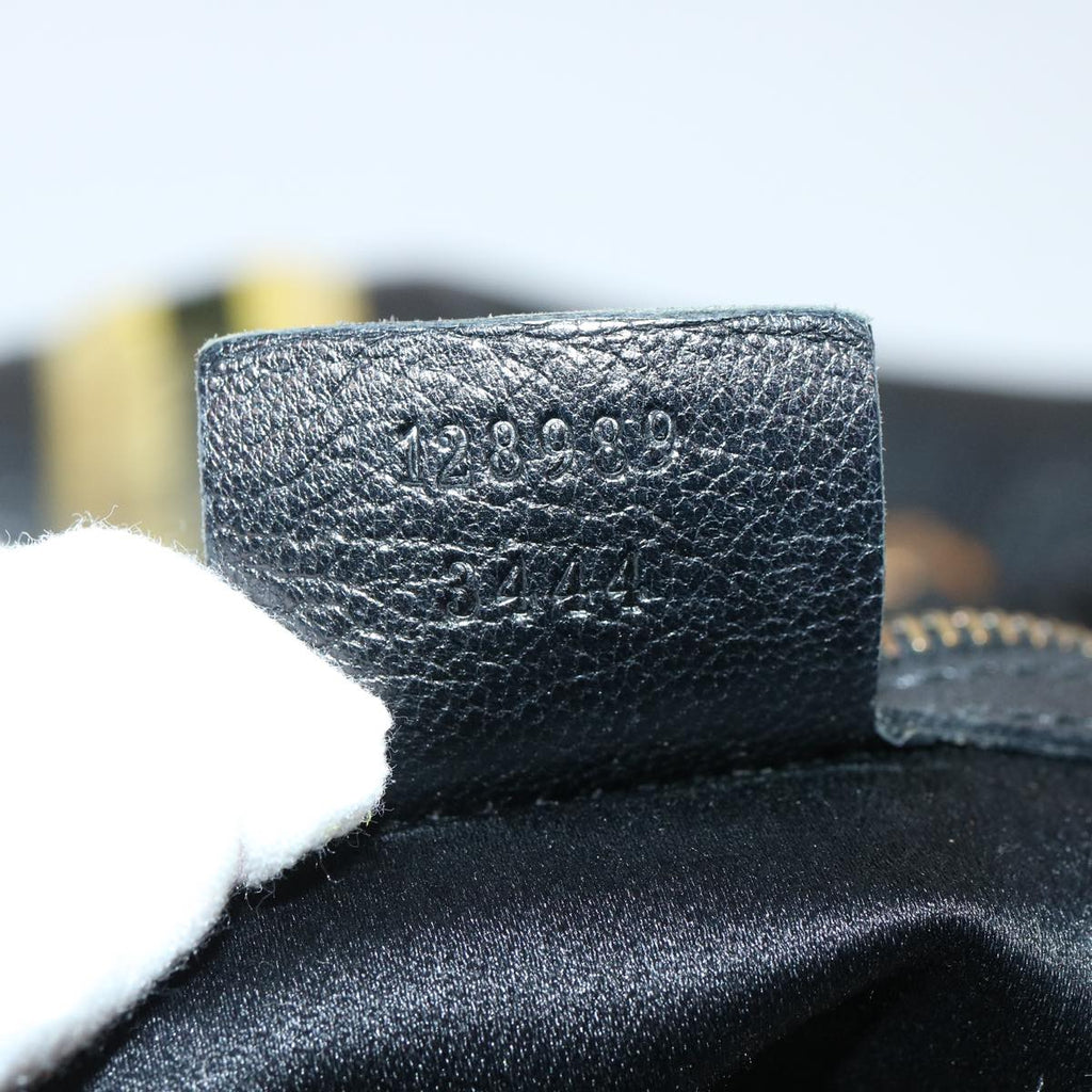 GUCCI Hand Bag Leather Black Yellow 128989 73119