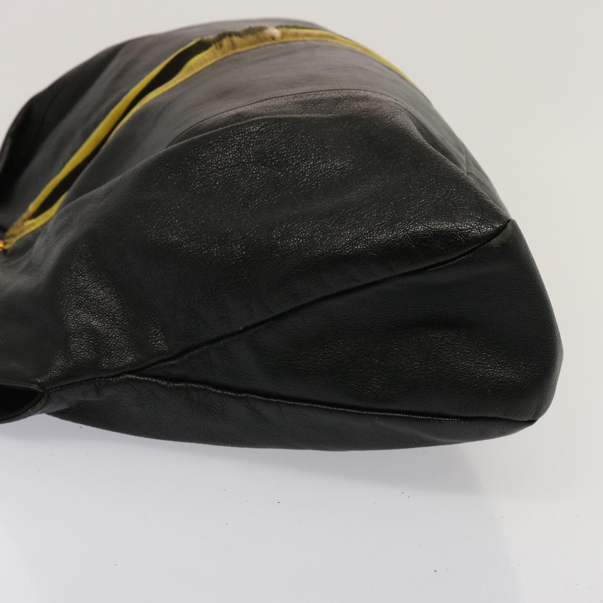 GUCCI Hand Bag Leather Black Yellow 128989 73119