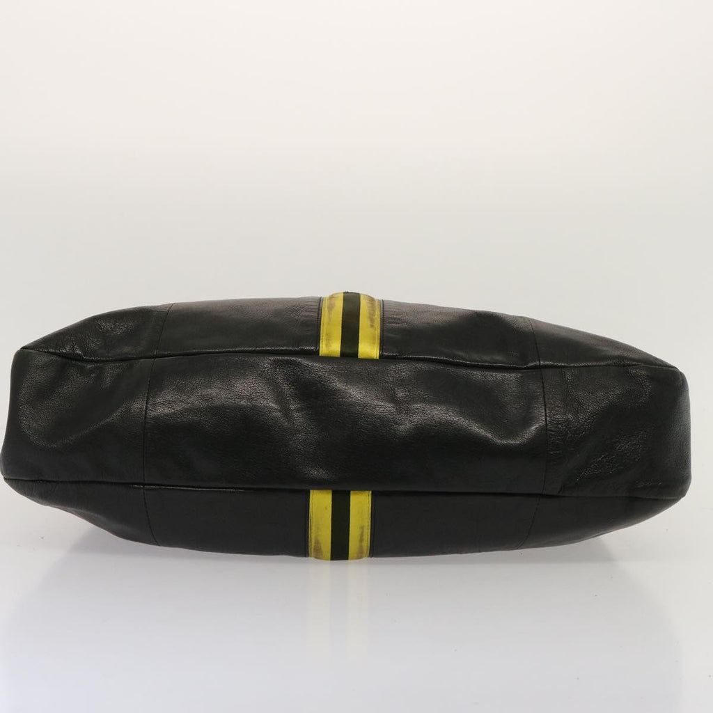 GUCCI Hand Bag Leather Black Yellow 128989 73119
