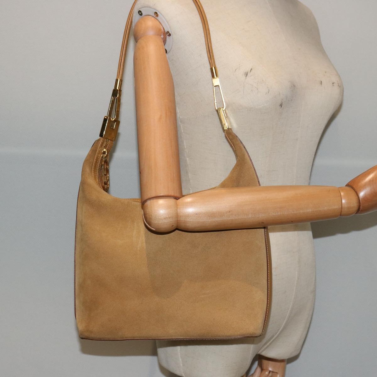 GUCCI Shoulder Bag Suede Brown 001 3814 73124