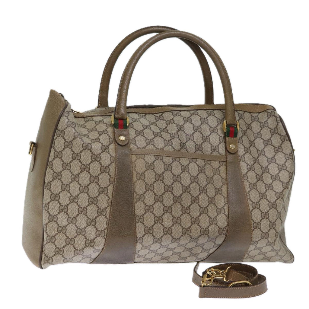 GUCCI GG Supreme Web Sherry Line Boston Bag PVC Beige Red 40 02 073 73139