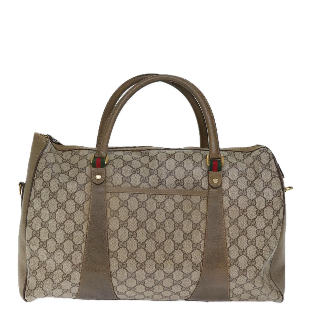 GUCCI GG Supreme Web Sherry Line Boston Bag PVC Beige Red 40 02 073 73139
