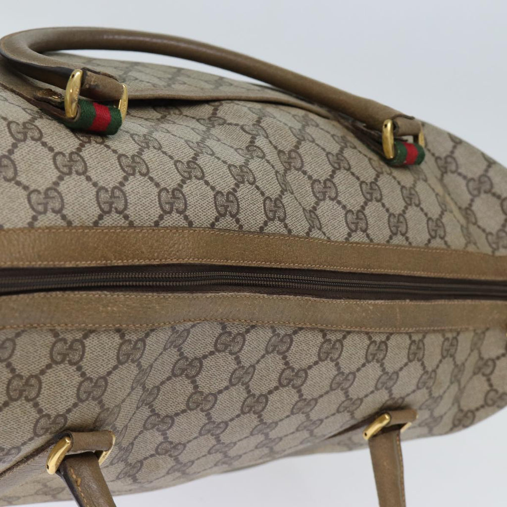GUCCI GG Supreme Web Sherry Line Boston Bag PVC Beige Red 40 02 073 73139