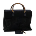 GUCCI Bamboo Hand Bag Suede 2way Black 002 123 0322 73157
