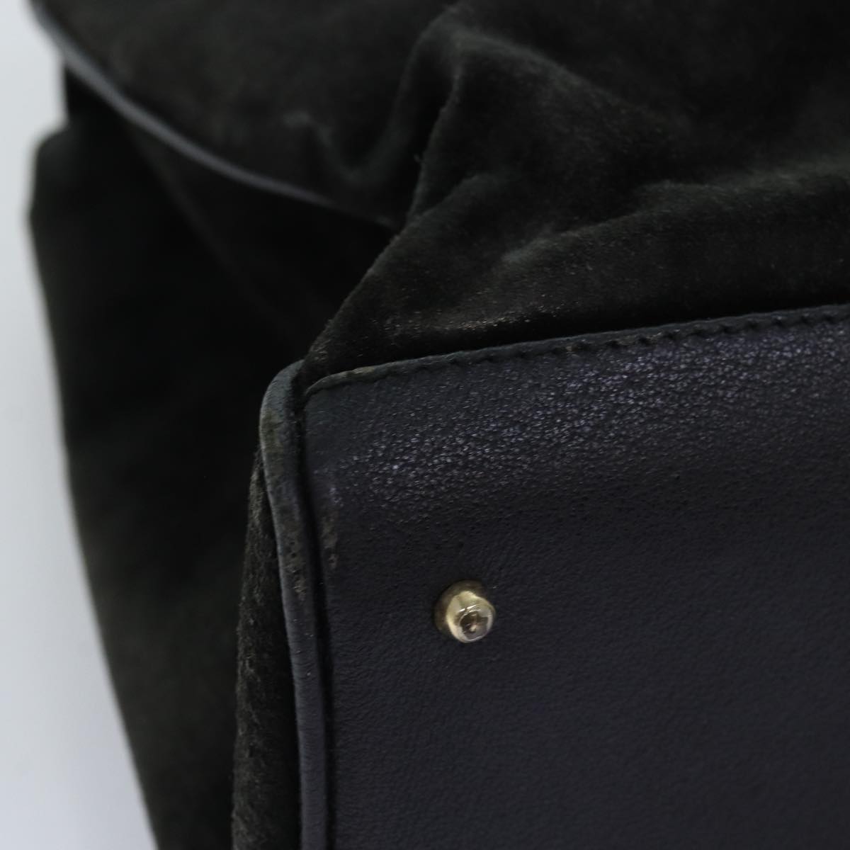 GUCCI Bamboo Hand Bag Suede 2way Black 002 123 0322 73157